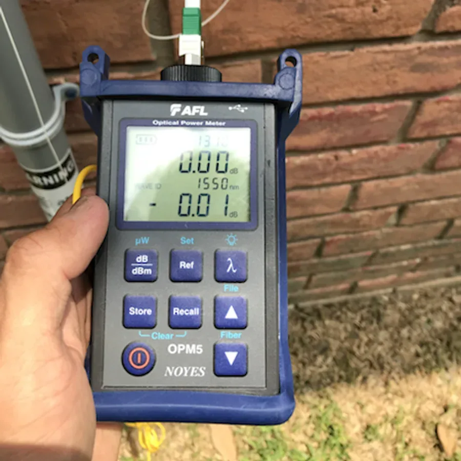 2Brothers Wireless fiber light level testing meter during closeout